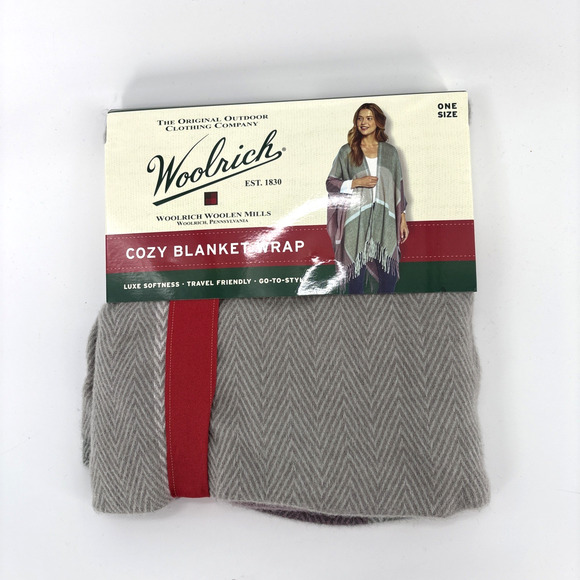 Woolrich Womens Cozy Blanket Wrap One Size Reagan Gray Purple MSRP $60 - Picture 1 of 5